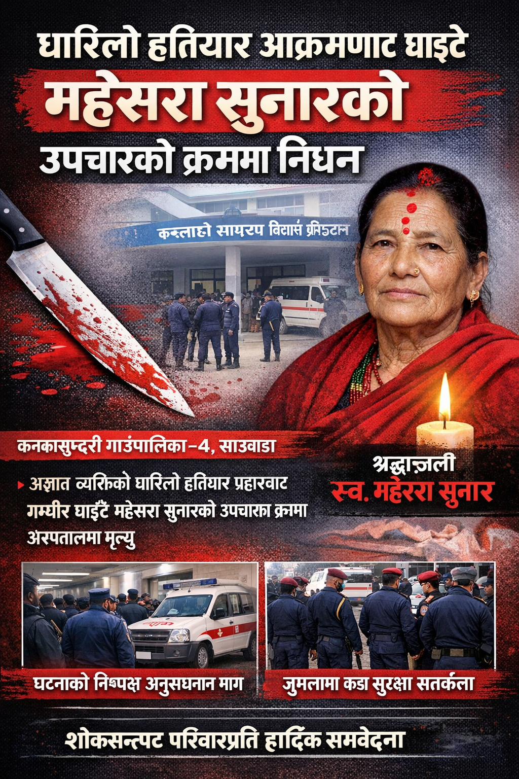 धारिलो हतियार प्रहारबाट घाइते महेसरा सुनारको उपचारकै क्रममा निधन