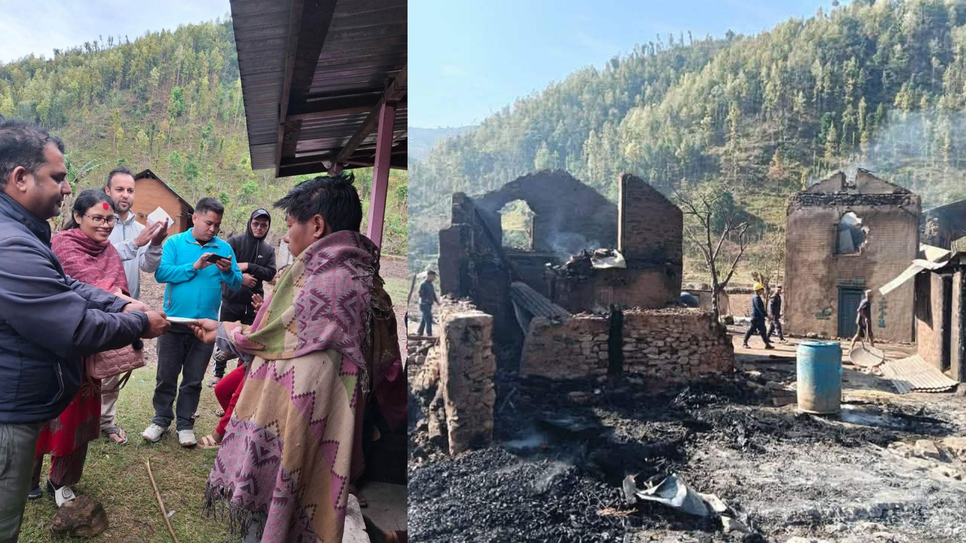 रास्वपा ऐरावतीद्वारा आर्थिक संकलन गरी आगलागीबाट प्रभावित परिवारलाई राहत वितरण